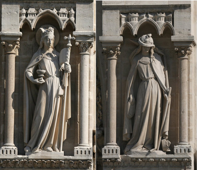 Екклесия (Экклесия) и Синагога, скульптуры собора Парижской Богоматери.