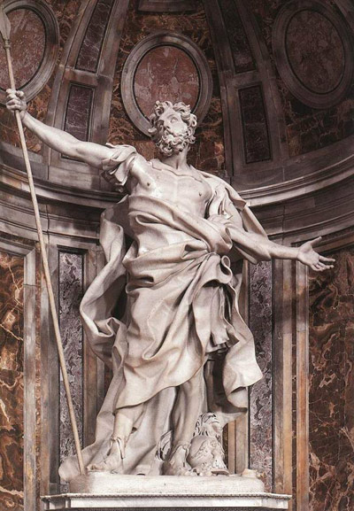 Статуя св. Лонгина работы Лоренцо Бернини в Ватикане (Базилика святого Петра), выше расположен балкон, где хранится реликвия.