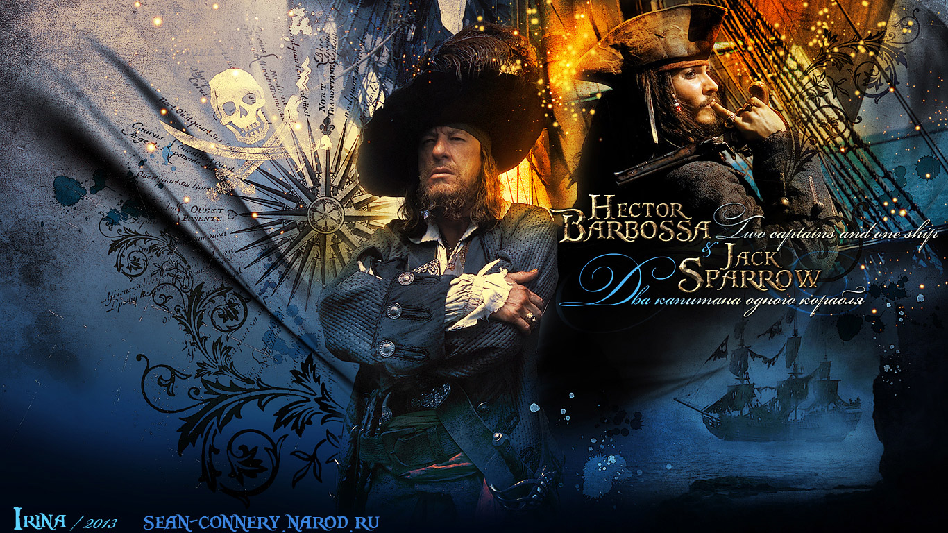     (Pirates of the Caribbean),   ,  , Jack Sparrow & Hector Barbossa,   (Johnny Depp)  Wallpaper
