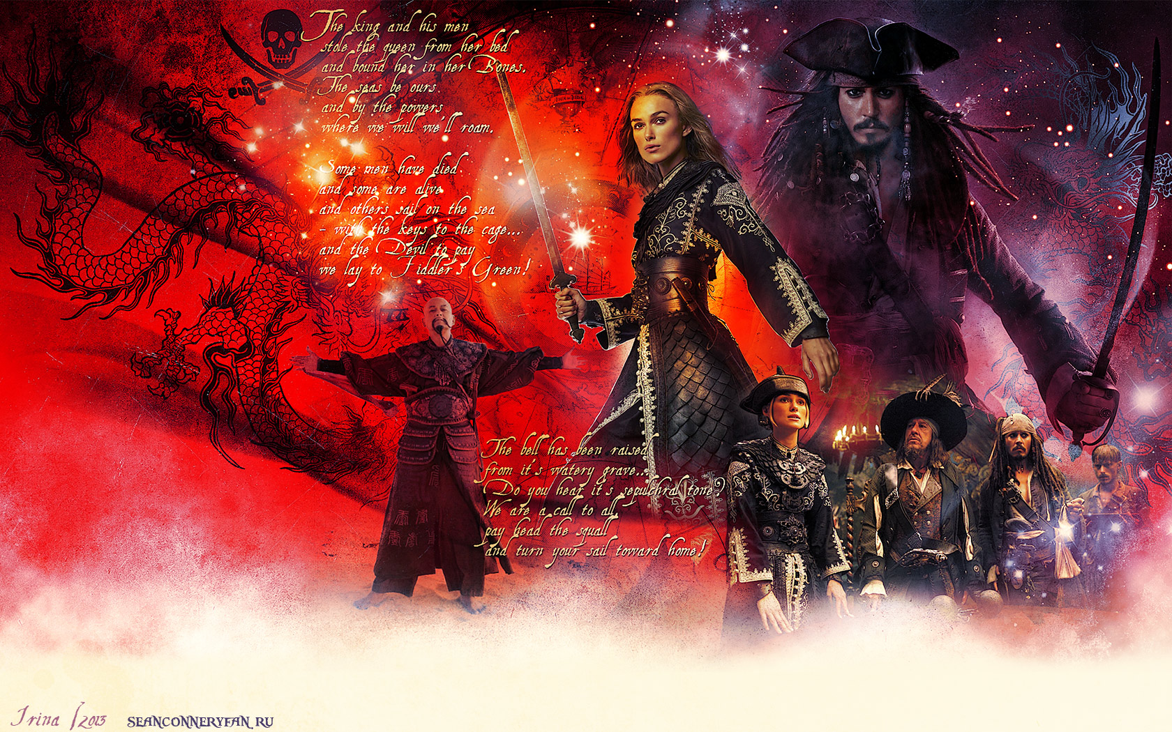   .     (Pirates of the Caribbean: At World's End),   ,  , Jack Sparrow, Hector Barbossa,   (Johnny Depp)  Wallpaper