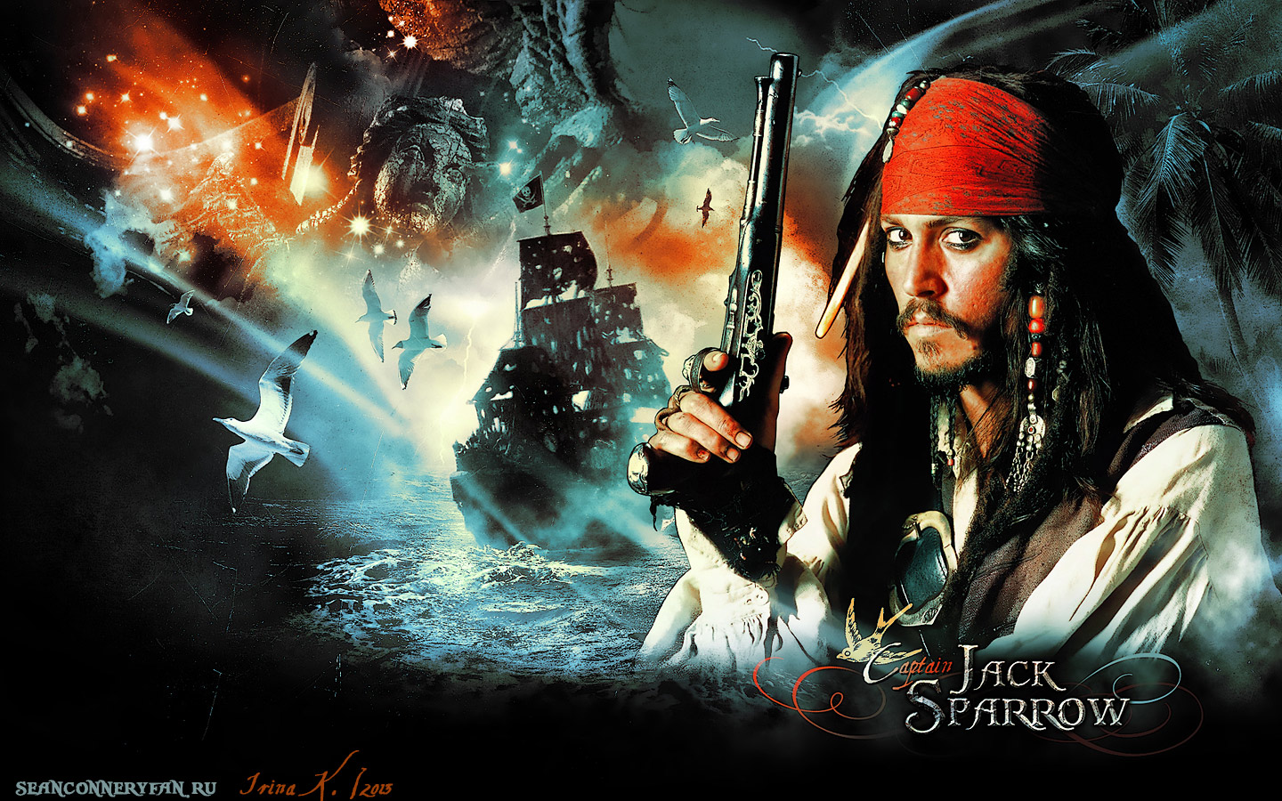 Пираты Карибского моря. На странных берегах (Pirates of the Caribbean. The Curse of the Black Pearl), Джонни Депп (Johnny Depp)  Wallpaper
