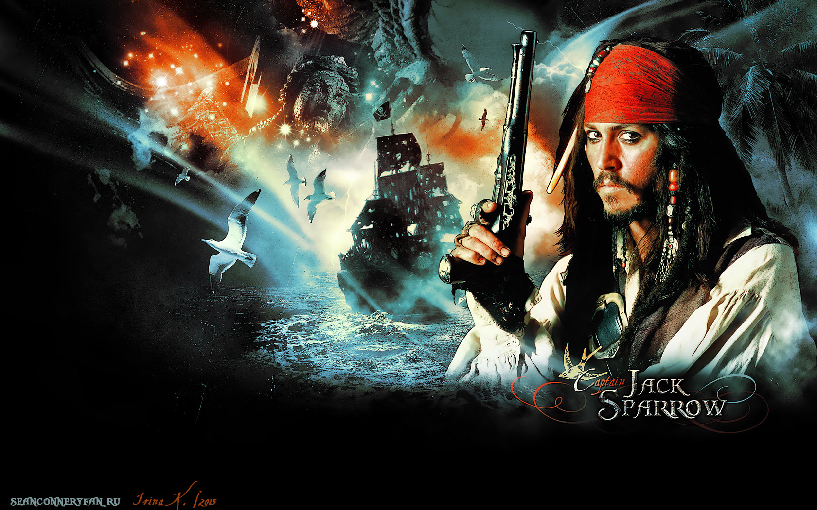 Пираты Карибского моря. Проклятие Черной Жемчужины (Pirates of the Caribbean. The Curse of the Black Pearl), Джонни Депп (Johnny Depp)  Wallpaper
