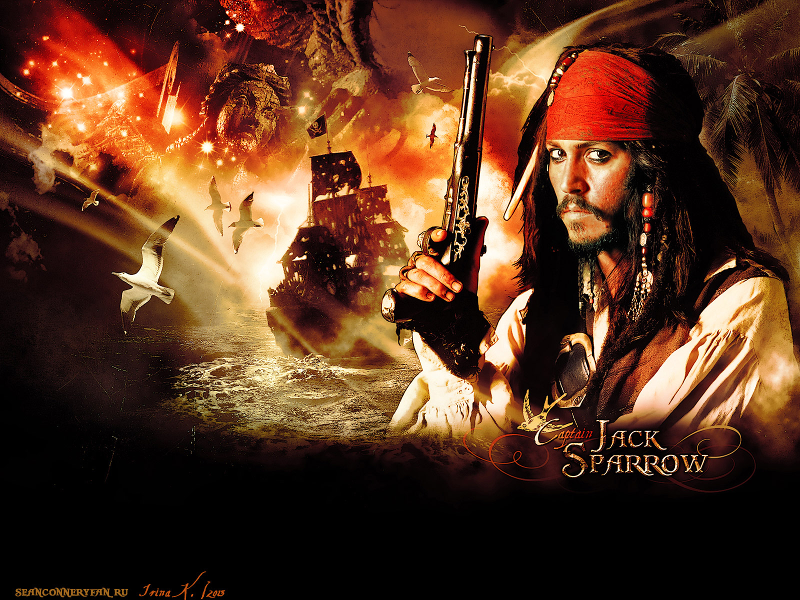   .    (Pirates of the Caribbean. The Curse of the Black Pearl),   (Johnny Depp)  Wallpaper