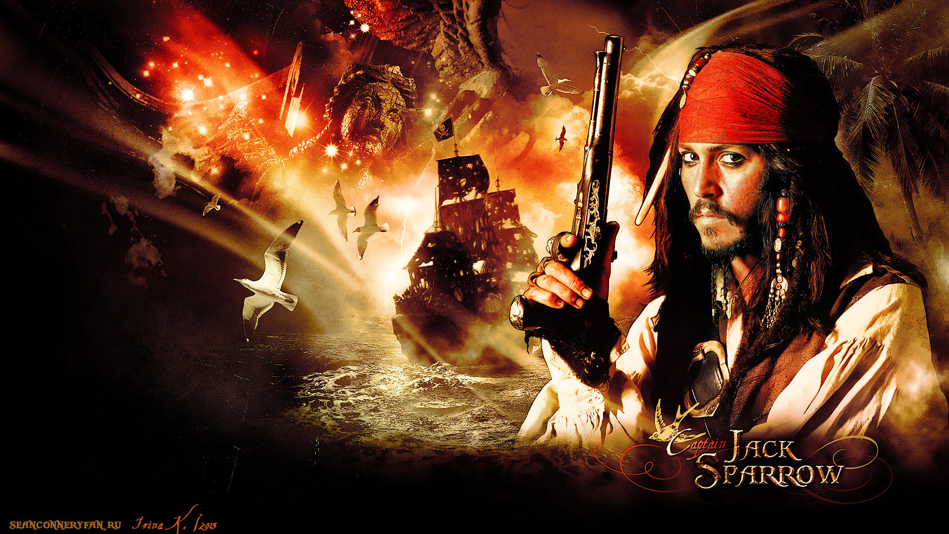   .    (Pirates of the Caribbean. The Curse of the Black Pearl),   (Johnny Depp)  Wallpaper